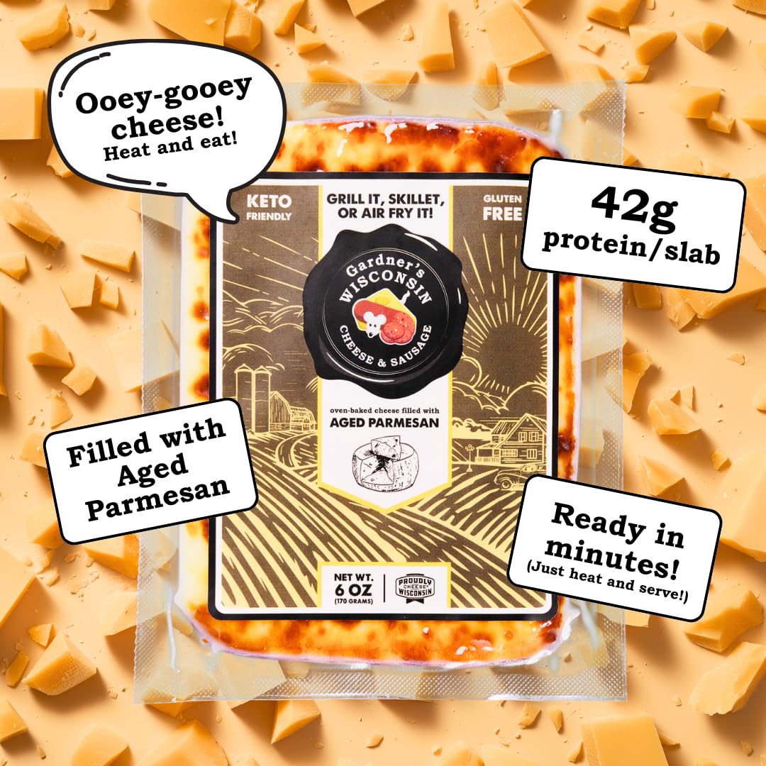 Gardner s Wisconsin Cheese and Sausage, 4 Pack of Oven Baked Cheese, Filled with Aged Parmesan (6 Ounces Per Block) - Artisan C