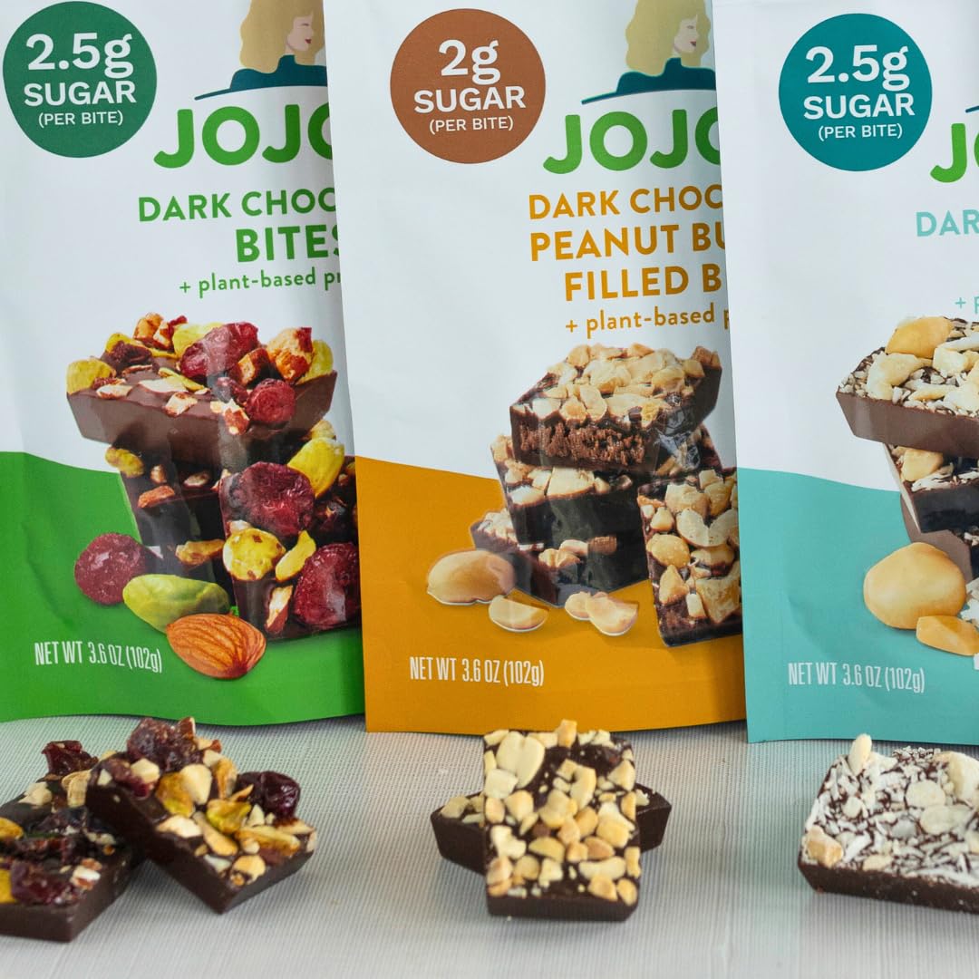 Jojo'S Dark Chocolate Variety Pack, Healthy Snack, Low Sugar, Low Carb, Gluten Free, Non Gmo, Paleo & Keto Friendly, Made With P