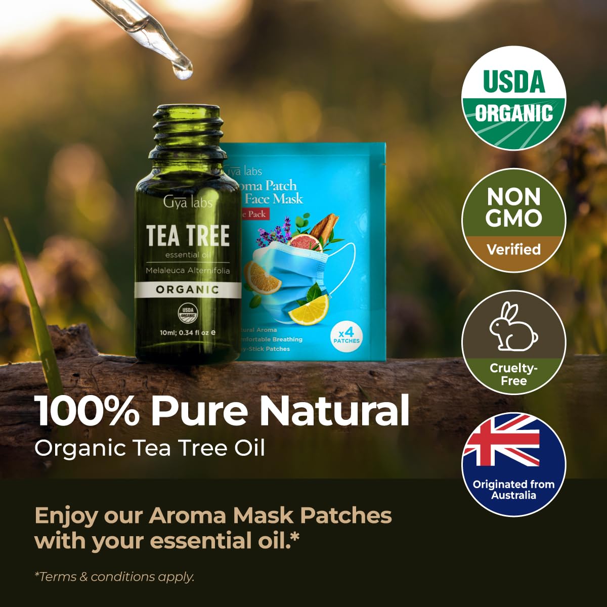 Gya Labs Australian Organic Tea Tree Oil For Skin - 100% Natural Tea Tree Oil For Hair - Tea Tree Oil For Face - Tea Tree Essent