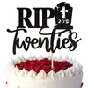 1 Pcs Rip Twenties Cake Topper Black Glitter Death To My Twenties Cake Pick Rip To My 20S Cake Decorations For Rip 20S Funeral H