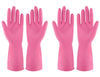 Rubber Gloves Dishwashing 4 Pairs For Kitchen,Cleaning Gloves For Household Reuseable.(Large,Pink)