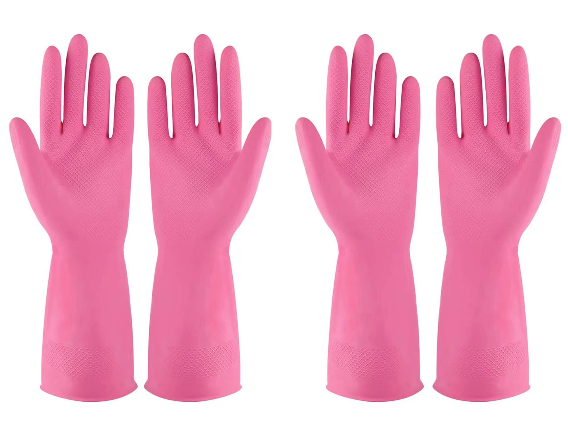 Rubber Gloves Dishwashing 4 Pairs For Kitchen,Cleaning Gloves For Household Reuseable.(Large,Pink)