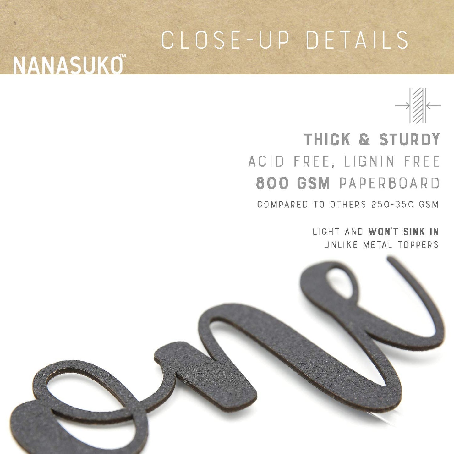 Nanasuko 1St Birthday Cake Topper - One - Double Sided Black Glitter - Premium Quality Made In Usa