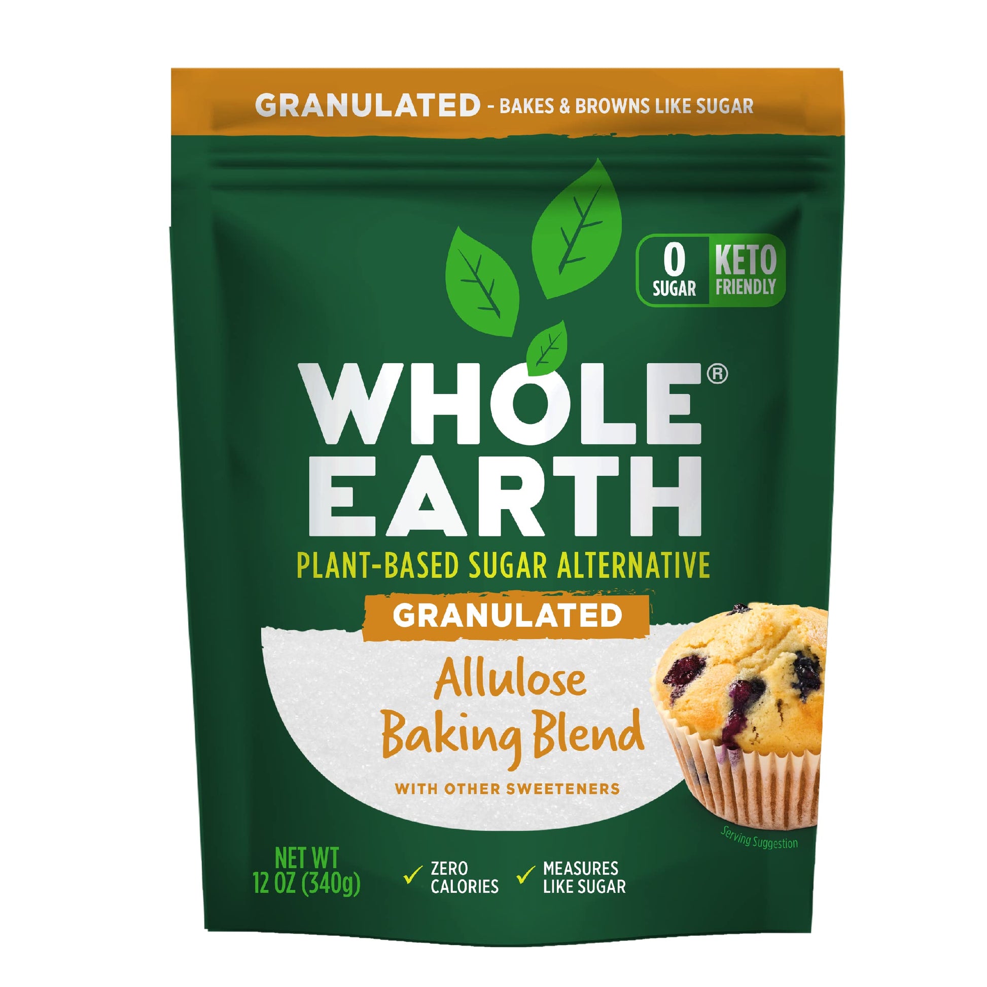 Whole Earth Sweetener Co. Allulose Baking Blend  Granulated  Plant-Based Sugar Alternative  12 Ounces  0.75 Pound (Pack Of 1)