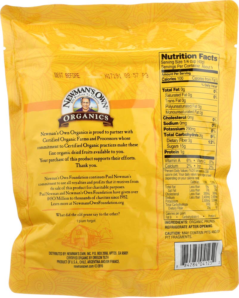 Newmans Own Organics California Prunes, (Pack of 2) 12-Ounce Pouches