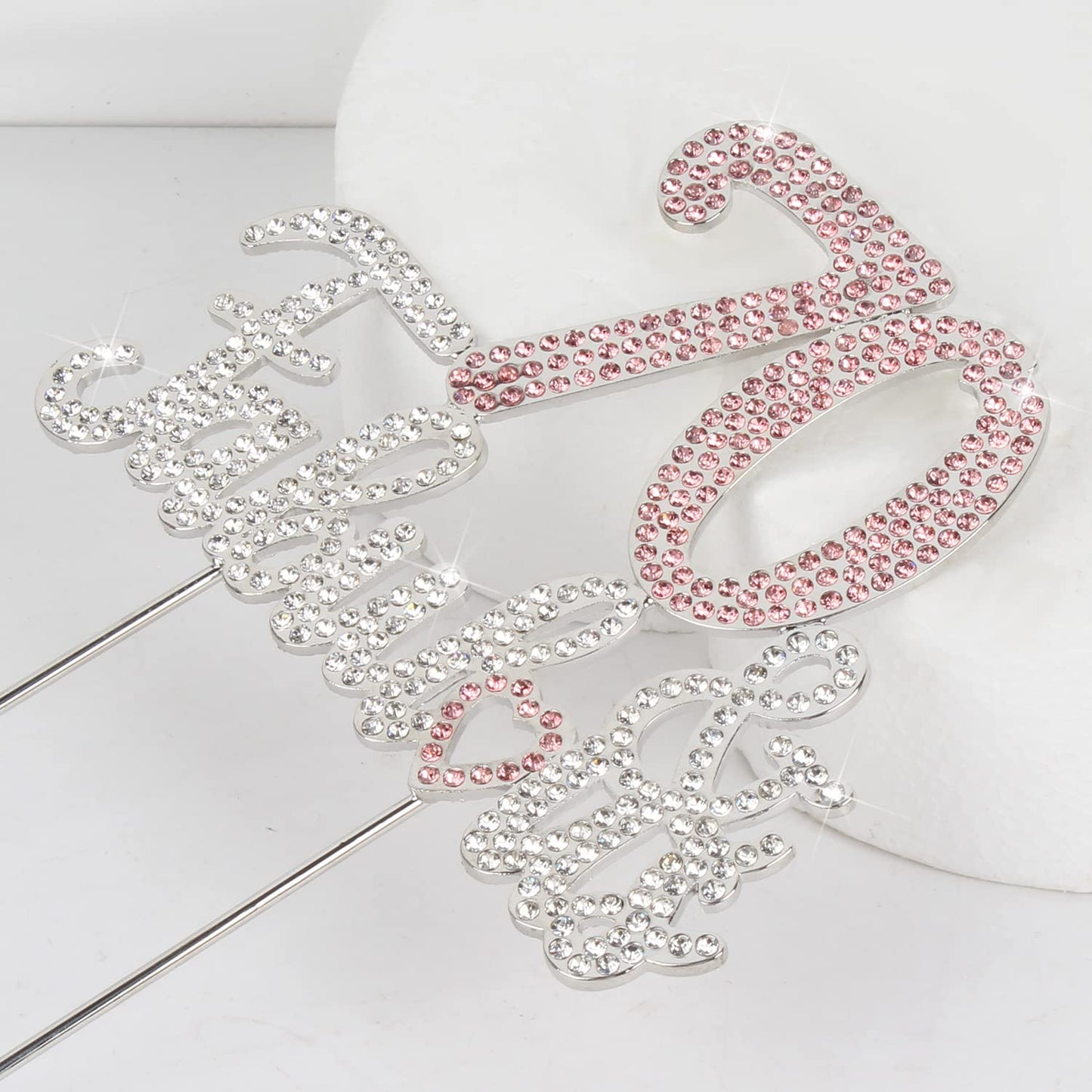Laskyer 70 & Fabulous Silver Pink Rhinestone Cake Topper - Happy 70Th Birthday Cheers To Seventy Years Old Bday Party Metal Spar