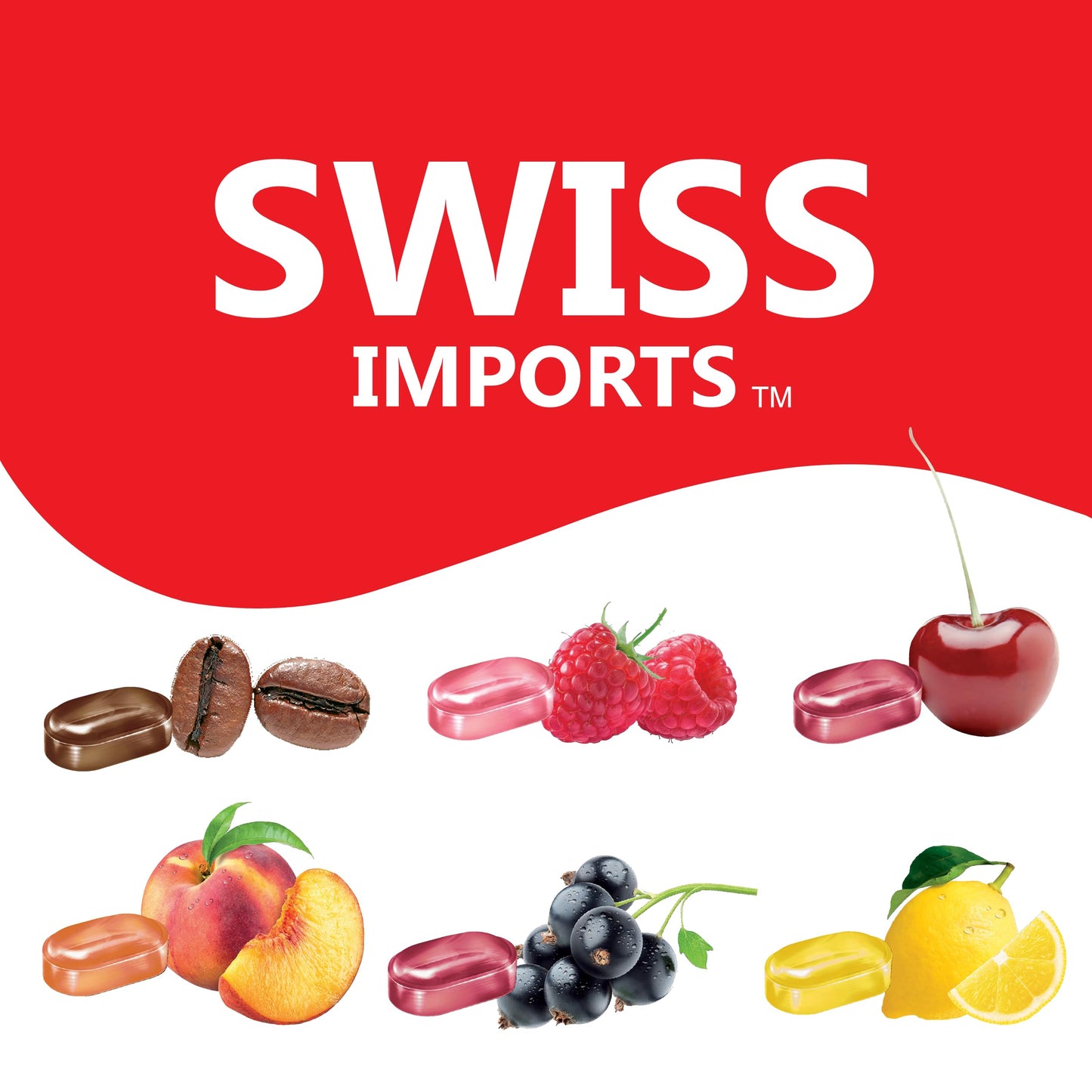 Swiss Imports Sugar Free Bonbons Hard Candy Drops, Variety Pack Of Cherry, Coffee, Lemon, Peach, Blackcurrant, And Raspberry, 1.
