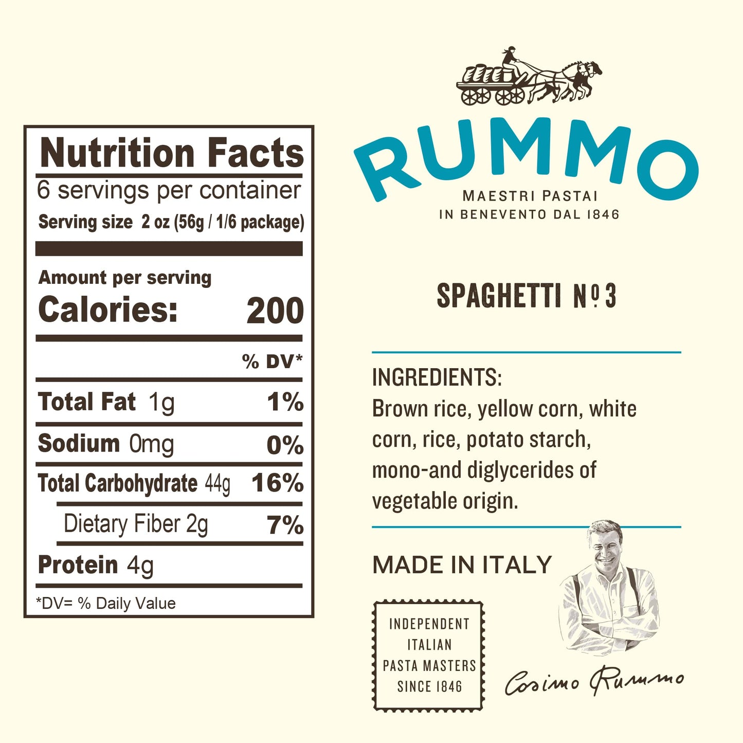Rummo Gluten Free Spaghetti Pasta N.3 - Corn & Rice Pasta Noodles, GF Spaghetti, Thin Pasta Noodles, Italian Pasta - 12 Ounce (P