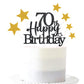 Pargleev Glittery 70th Birthday Cake Topper, Personalised Decorations, Black Gold, Paper