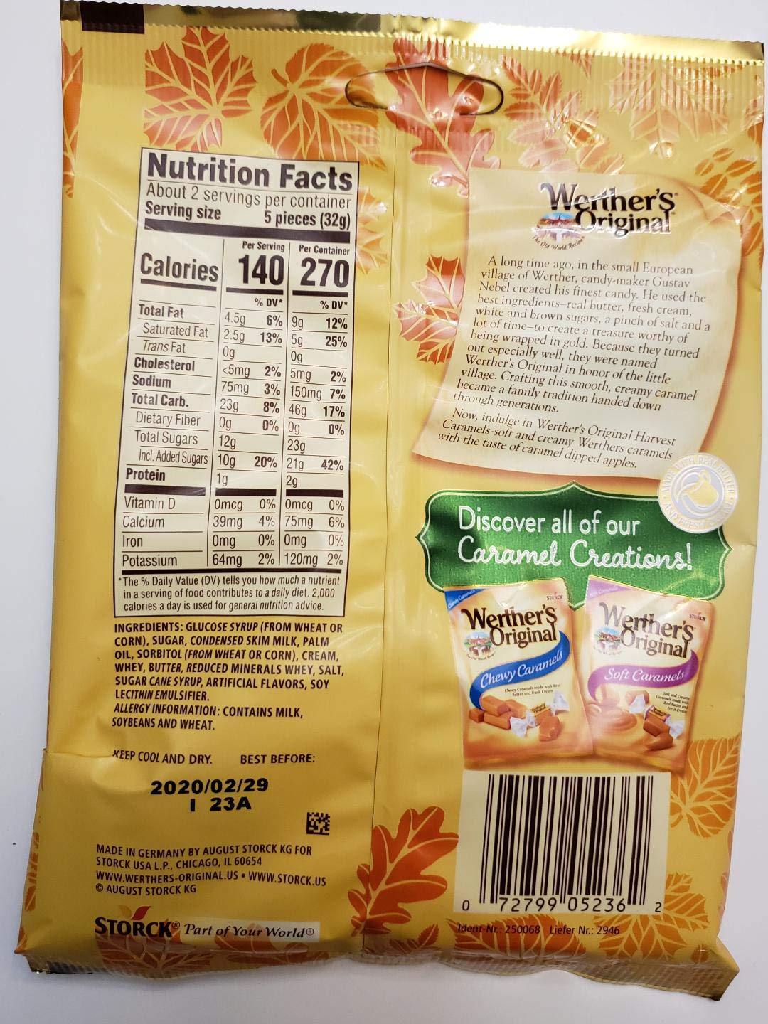 Werther'S Original Harvest Caramels - Caramel Apple Soft Caramels, Limited Edition, 2 Packs