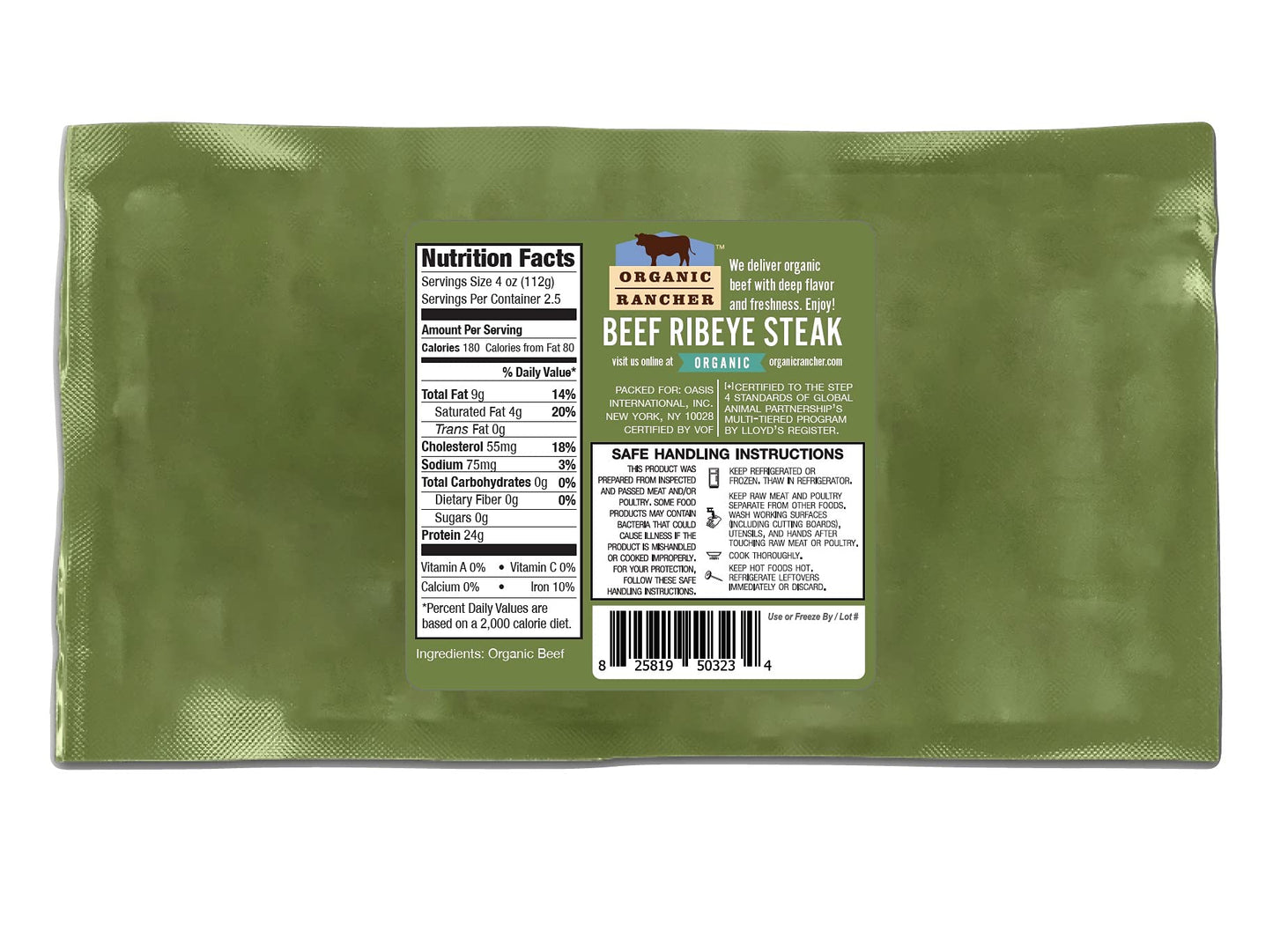 Organic Rancher Organic Boneless Beef Ribeye Steak, 10 Oz