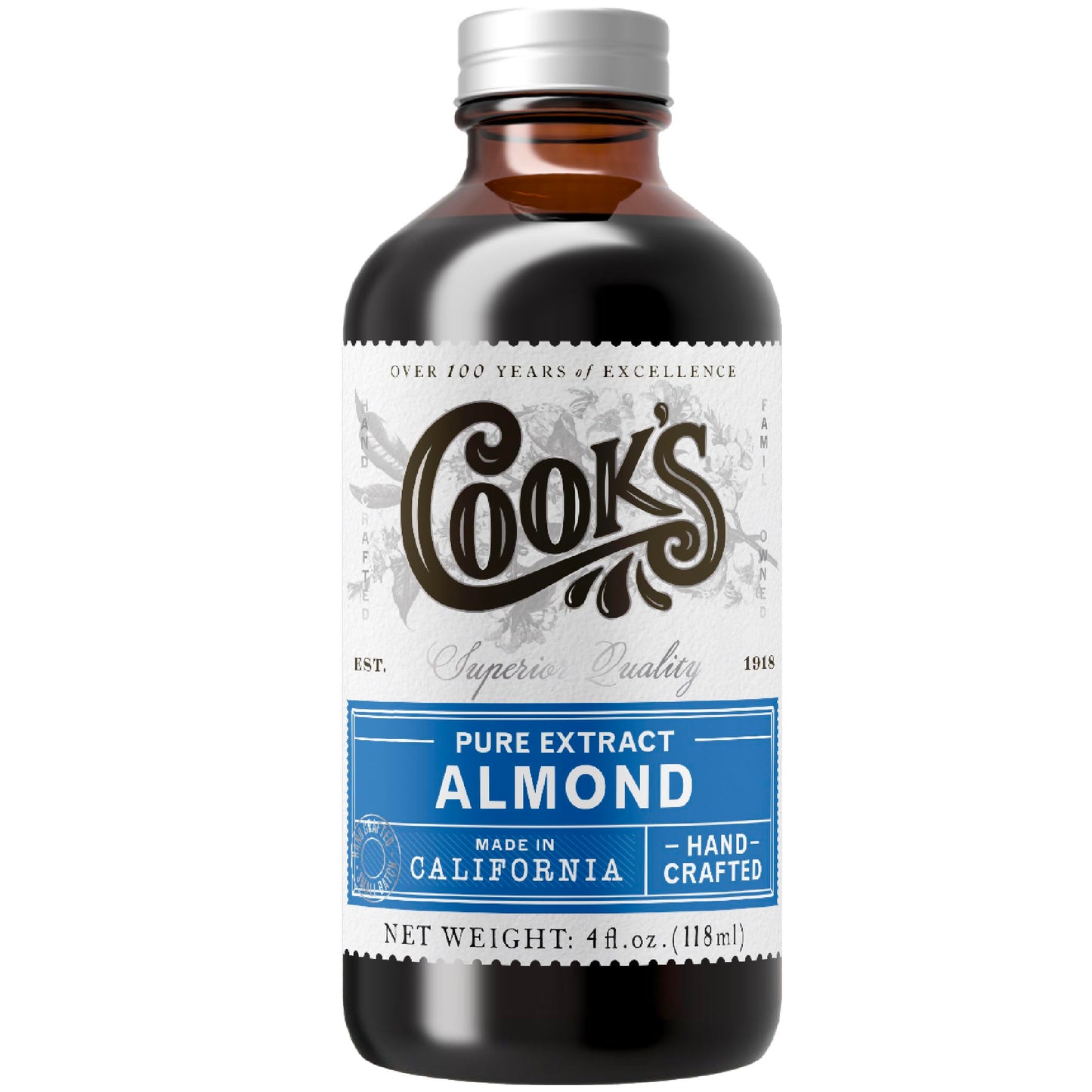 Cooks, Pure Almond Extract for Baking, Cooking, and Mixology, Allergen Free Almond Flavoring Extract, 4 oz
