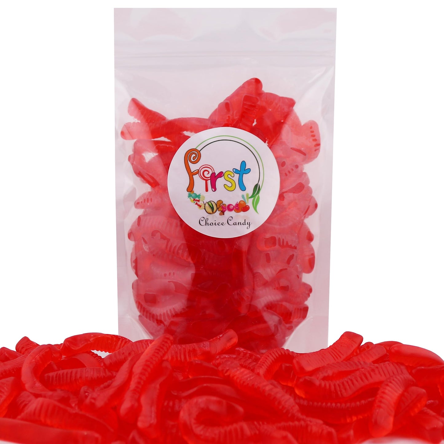 Firstchoicecandy Sweet & Sour Gummy Worms, Multi Flavors And Solid Colors (5 Pound, Red Strawberry)