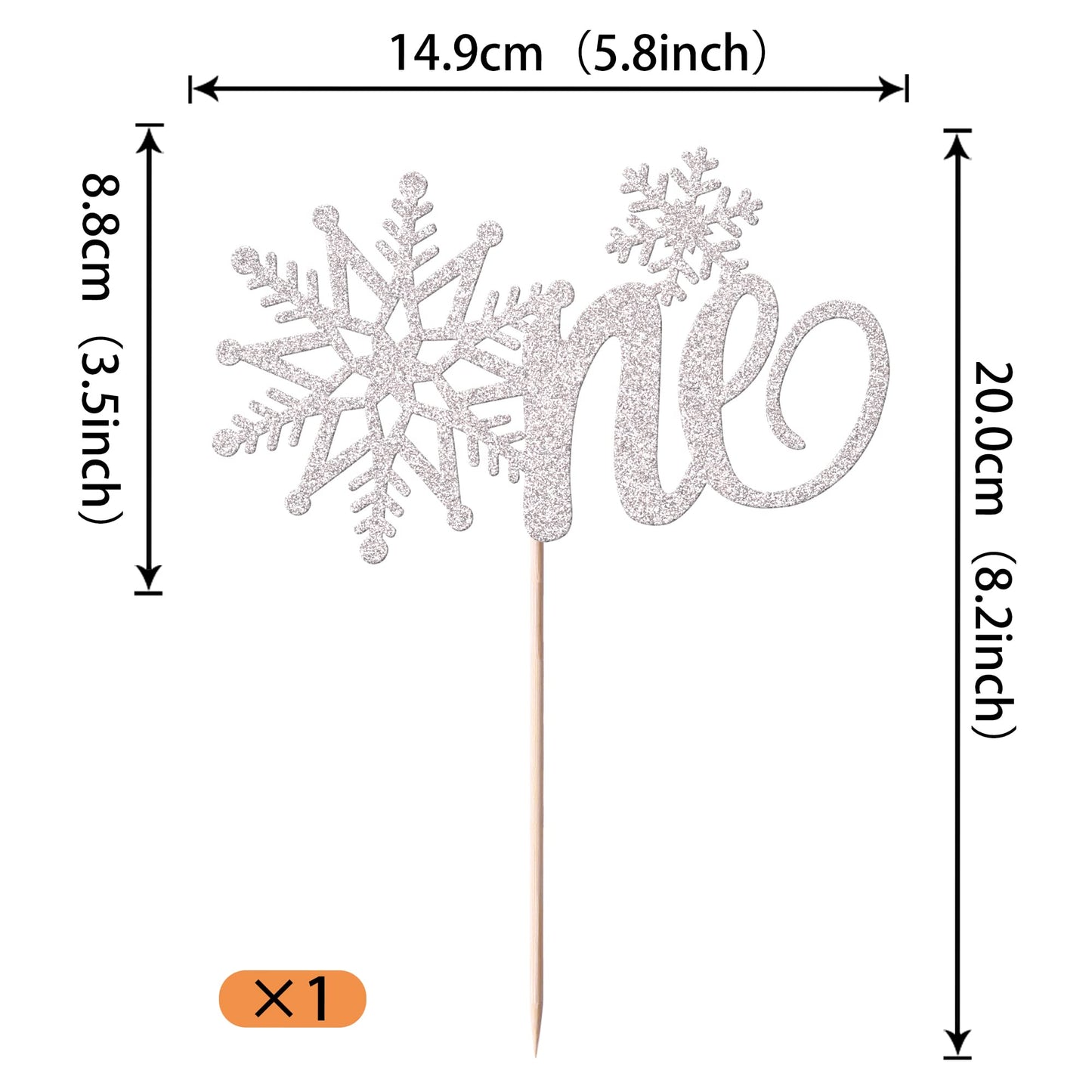 Rssta i Snowflake Cake Topper Glitter First Birthday Decorations W 5.8 H 8.2 Silver Design 2 Model xm139-silver