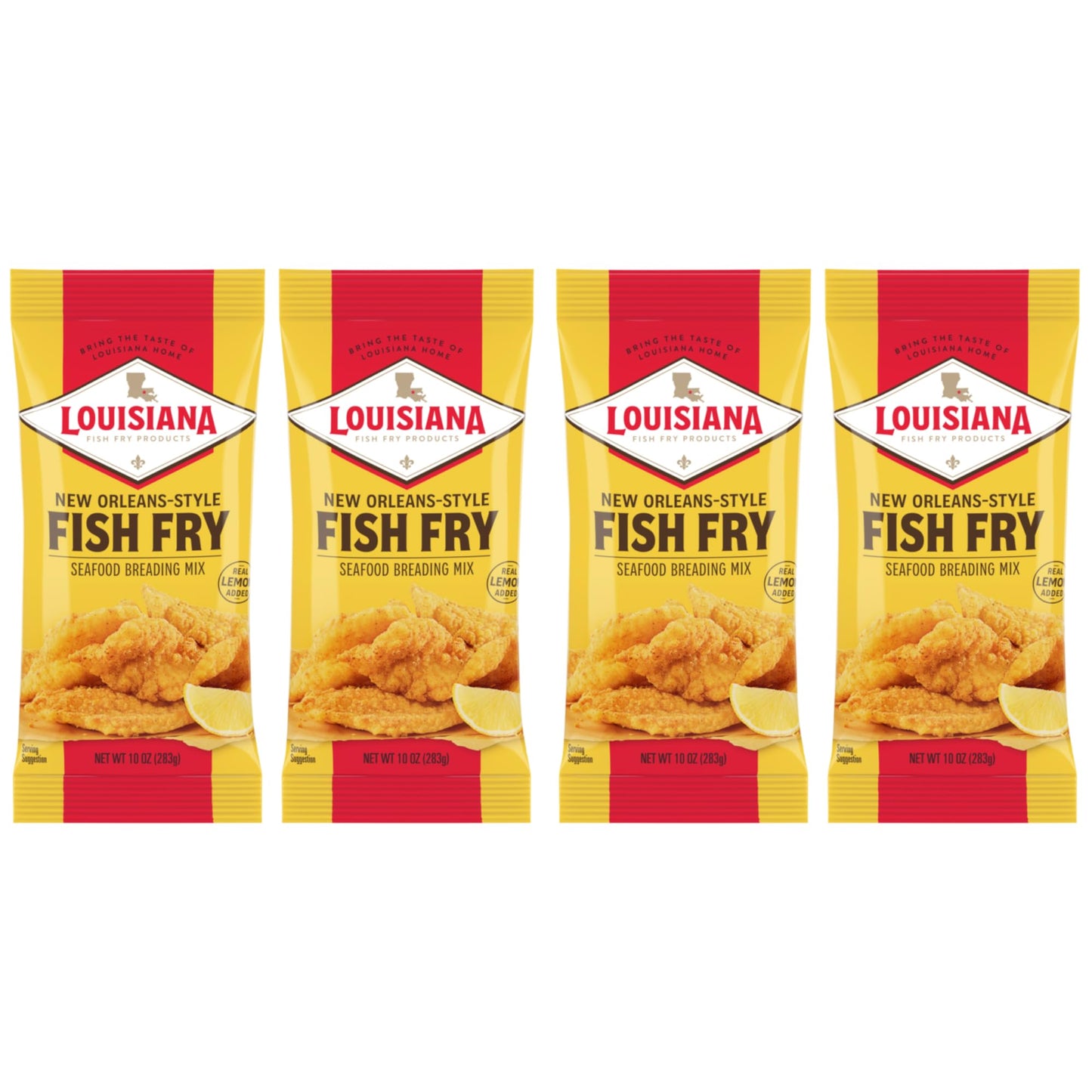 Louisiana Fish Fry Products New Orleans Style Lemon Fish Fry, 10 oz (Pack of 4)