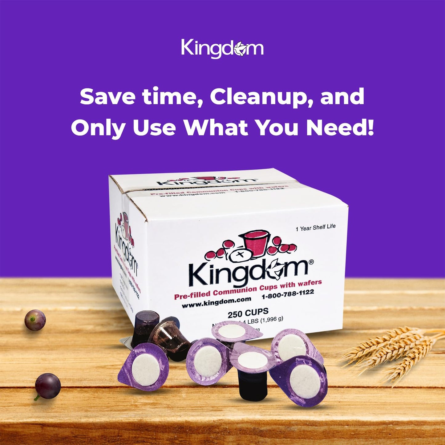Kingdom Prefilled Communion Cup With Wafers(250Ct Red Juice) Sealed In A Single-Serving Container With One-Year Shelf Life, Perf