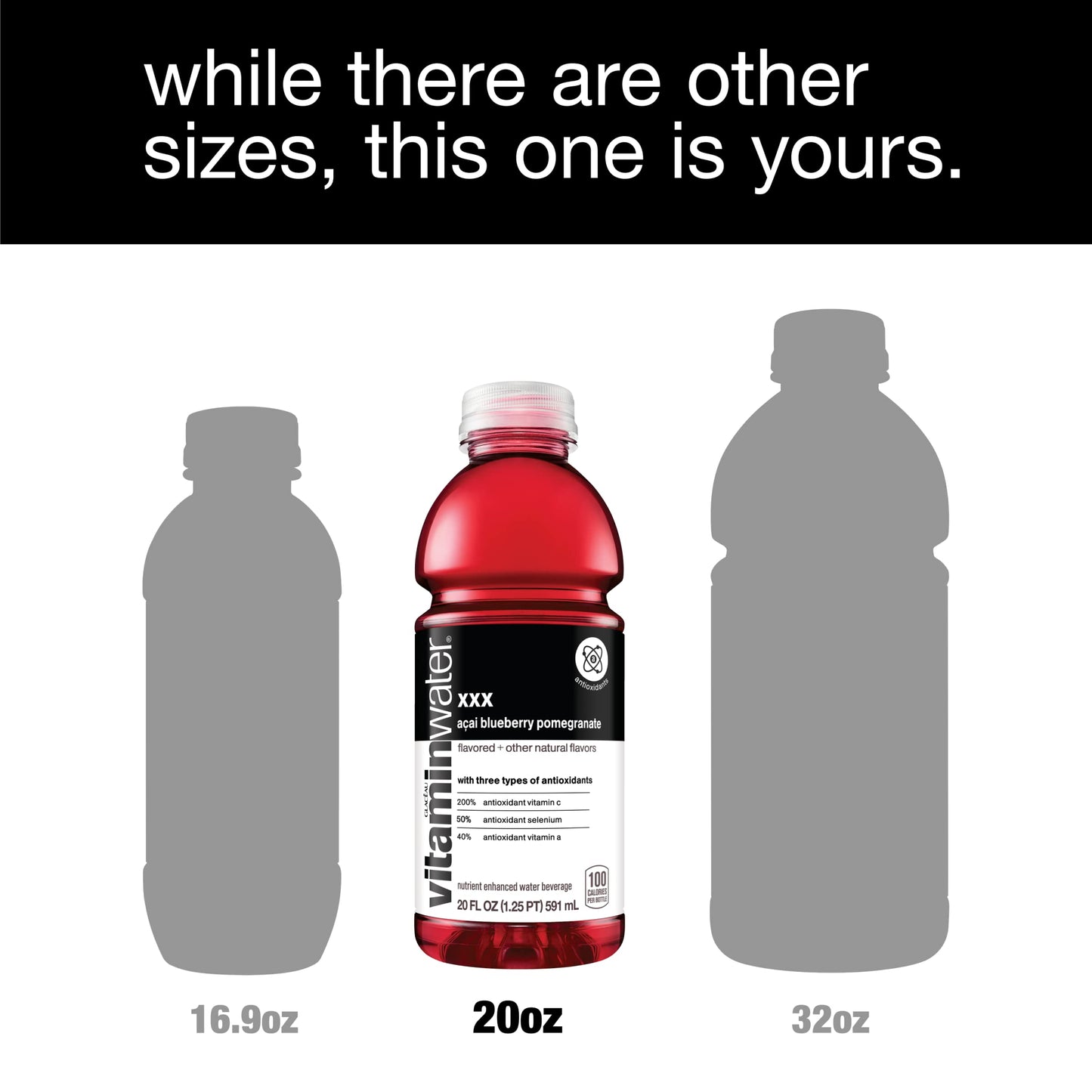 vitaminwater Electrolyte Enhanced Water, Açai-Blueberry-Pomegranate, 20 fl oz, 12 Pack