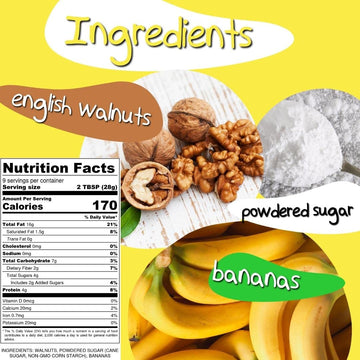 Crazy Go Nuts Walnut Butter - Banana, 9 Oz (1-Pack) - Healthy Snacks, Keto, Vegan, Low Carb, Gluten Free, Superfood - Natural, N