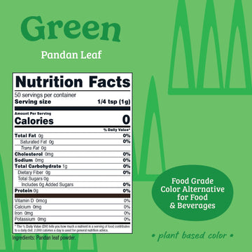 Nutricost Green Plant Based Food Coloring From Pandan Leaf Powder (50 Servings) - Nutricolor Color Alternative For Food & Bevera