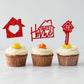 Gyufise Cupcake Toppers - 24 Pack Sweet Home Theme Decorations, Red, Paper