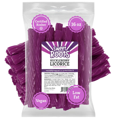 Sweet Roots Huckleberry Licorice Twists - 1 Bag (16 oz) - Jumbo Size Licorice Sticks | Made with Real Fruit Juice Concentrate | 