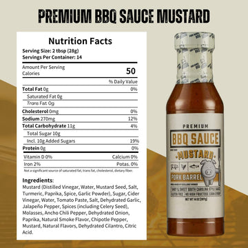 Pork Barrel Mustard Bbq Competition Sauce, Tangy & Sweet South Carolina Style Sauce | Small Batch, No High Fructose Corn Syrup,