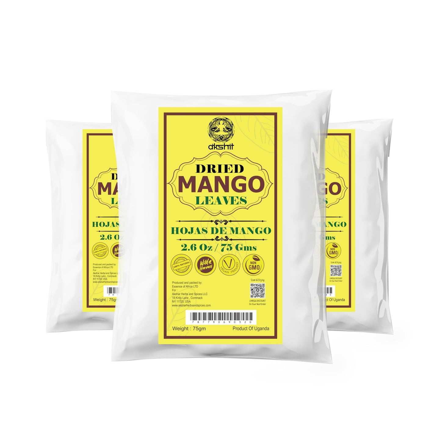 Akshit Dried Mango Leaves, Loose Leaf Tea, Non-GMO, Vegan, 7.8oz (Pack of 3)