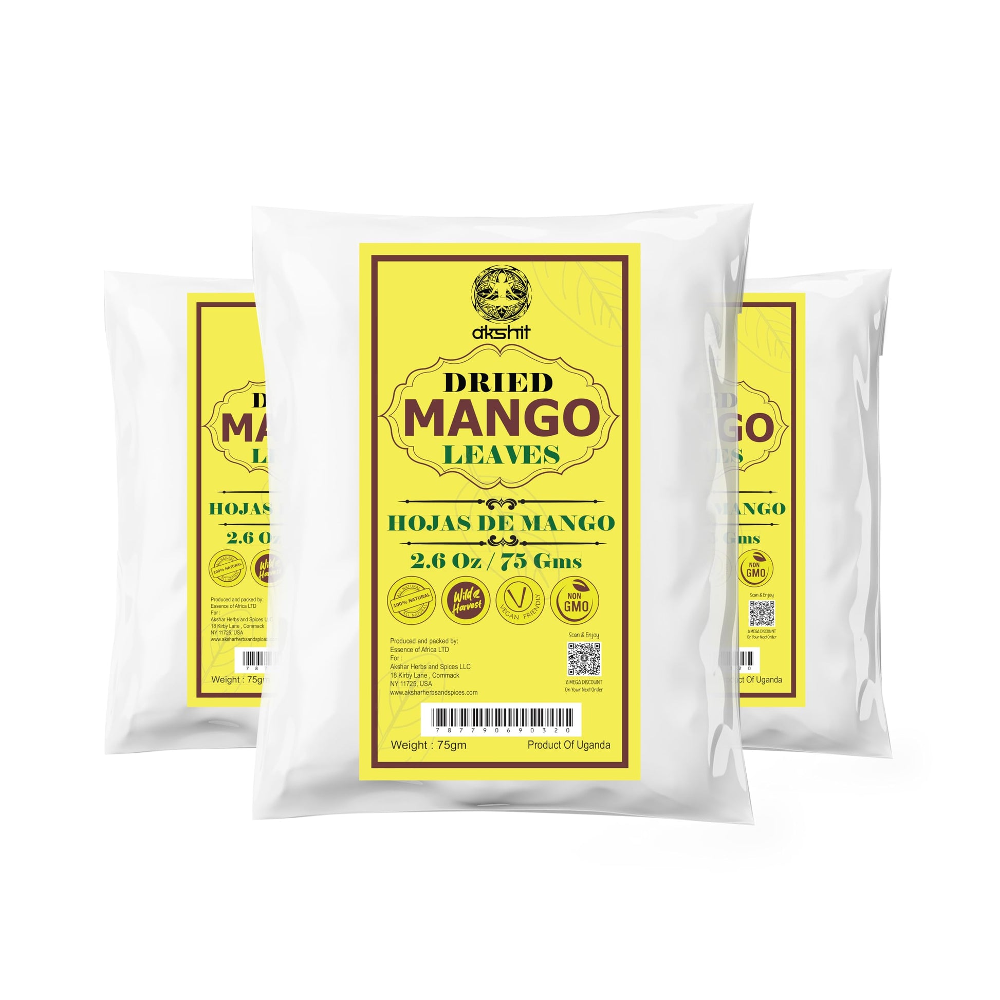 Akshit Dried Mango Leaves, Loose Leaf Tea, Non-GMO, Vegan, 7.8oz (Pack of 3)