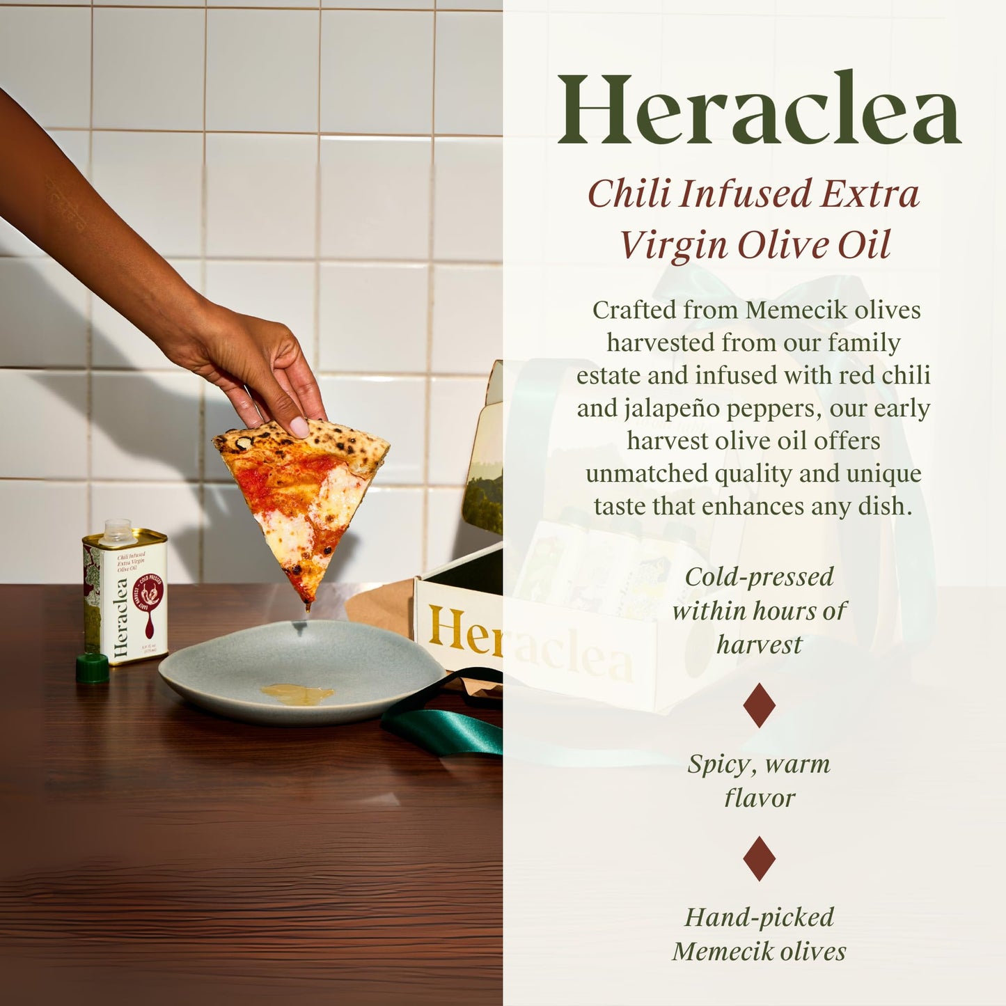 Heraclea Aegean Flavors Gift Box - 4 Infused Olive Oils - 5.9oz Bottles - Extra Virgin Olive Oil - Organic - Cold Pressed