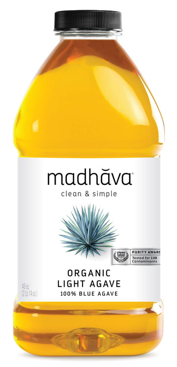 MADHAVA Organic Light Agave, 100% Pure Blue Nectar | Sugar Alternative | Vegan | Non GMO | Natural Liquid Sweetener, 46 Oz. (Pac