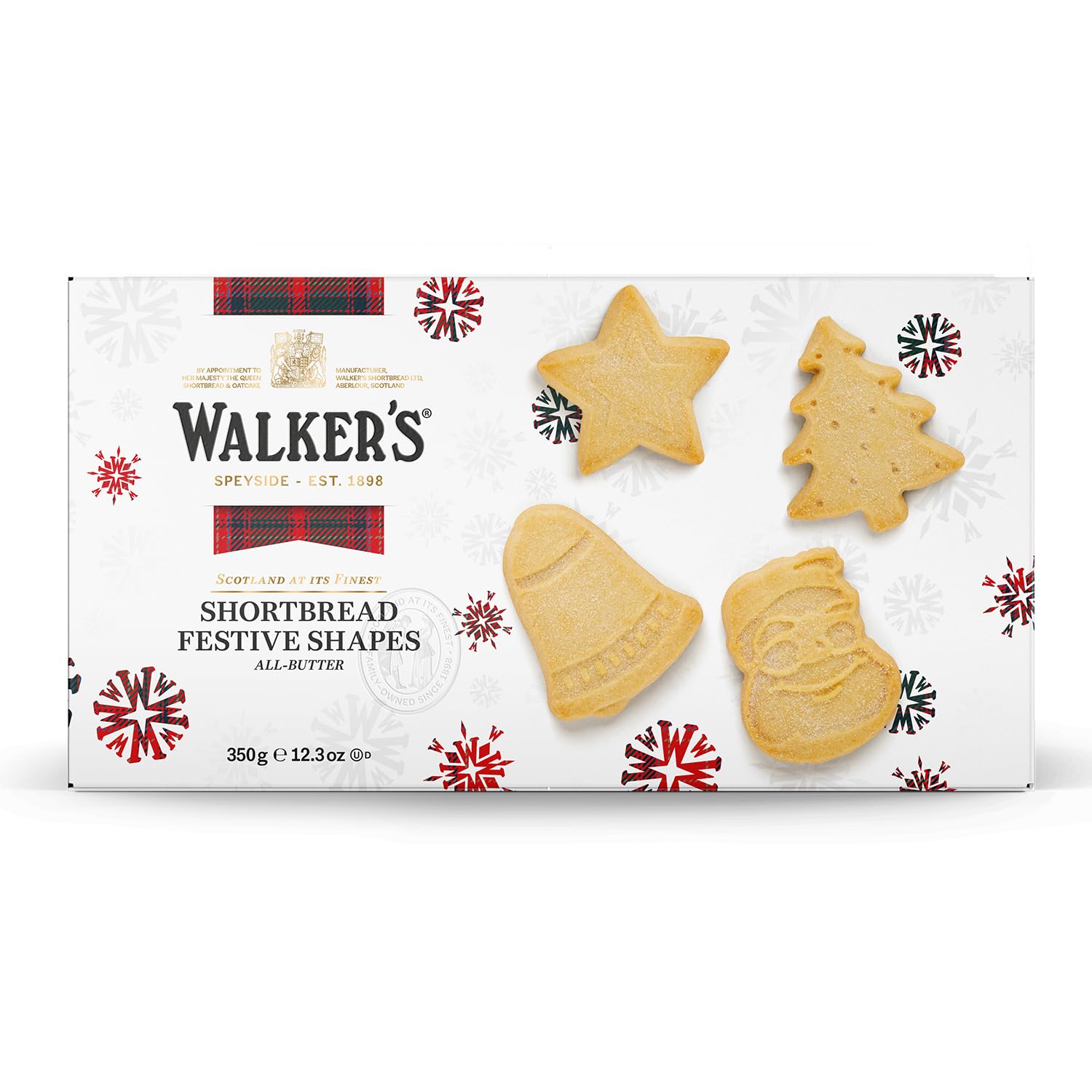 Walkers Assorted Shortbread Cookies In Festive Shapes - Pack Of 2 Shortbread Cookie Boxes - Includes Christmas Tree, Bell, Star