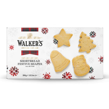 Walkers Assorted Shortbread Cookies In Festive Shapes - Pack Of 2 Shortbread Cookie Boxes - Includes Christmas Tree, Bell, Star