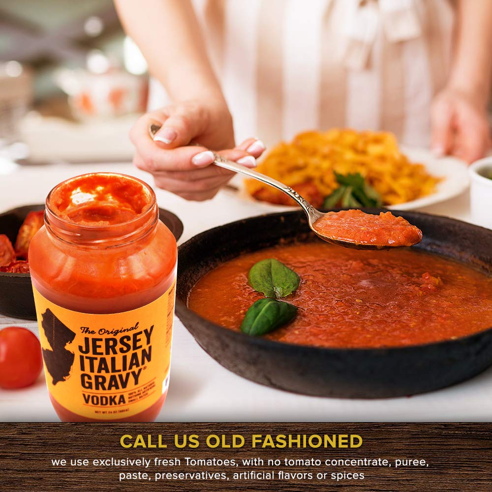 Jersey Italian Gravy-24 Oz Jar-Gourmet, All Natural All Purpose Tomato Sauce For Pasta And More, No Artificial Ingredients- Vegan Friendly-Authentic Recipe For Pasta, (Spirit-Inspired Flavor, 12 Pack)