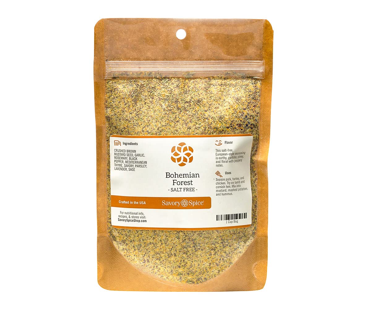 Savory Spice Bohemian Forest, Salt-Free | European Style Mustard & Herb Seasoning Rub for Roasting Meats & Vegetables (1 Cup Bag
