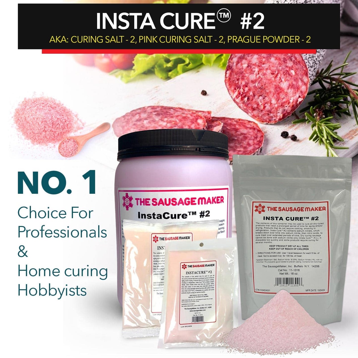 Insta Cure #2, 5 Lb Pink Curing Salt, Prague Powder, Quick Cure For Meat, Sausage, Made In Usa - The Sausage Maker®