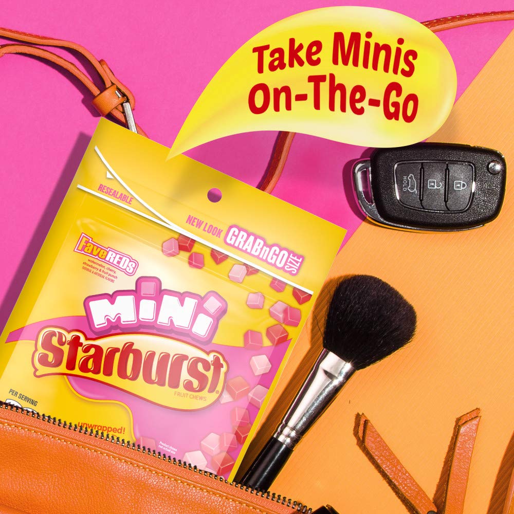 Starburst Fruit Chews Candy - Favereds Minis, 8Oz (Pack Of 8) - Delicious Starburst, Bulk Mini Candy, Bulk Box