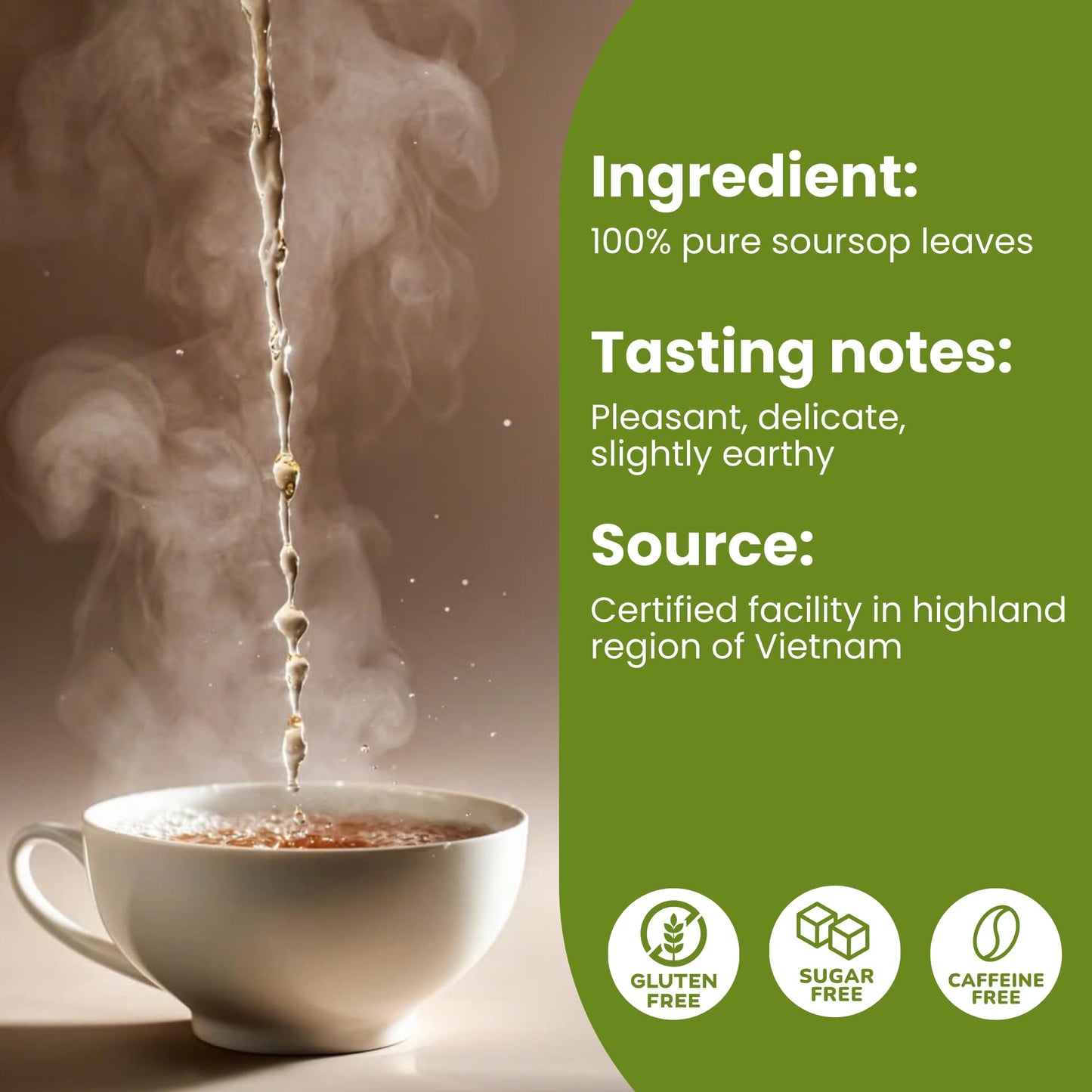 Tropical Teahouse 250+ Soursop Dried Leaves, 3Oz Enhanced Graviola Leaves, 100% Pure Guanabana Leaves, Handpicked, Gluten Free, Caffeine Free, Sugar-Free