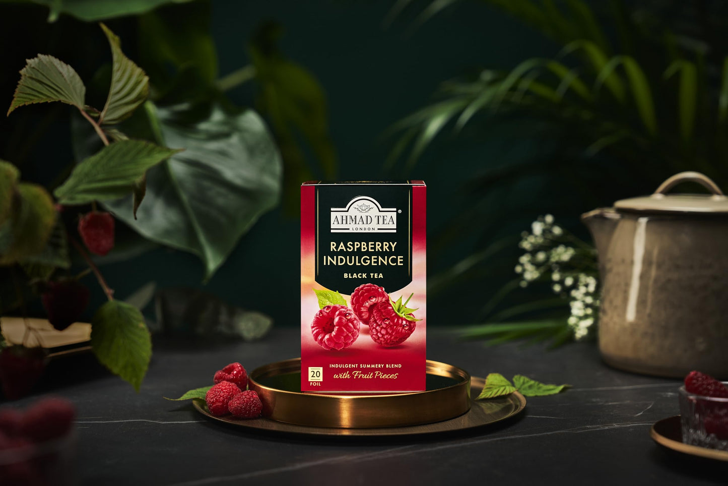 Ahmad Tea Black Tea Raspberry Indulgence - 20 Count Caffeinated Sugar-Free, Model 952-U