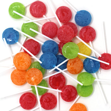 Sour Lollipops Candy Suckers - Assorted Fruit Flavors Red Orange Green Blue Colors - Lollypops For Red Light Green Light Classic