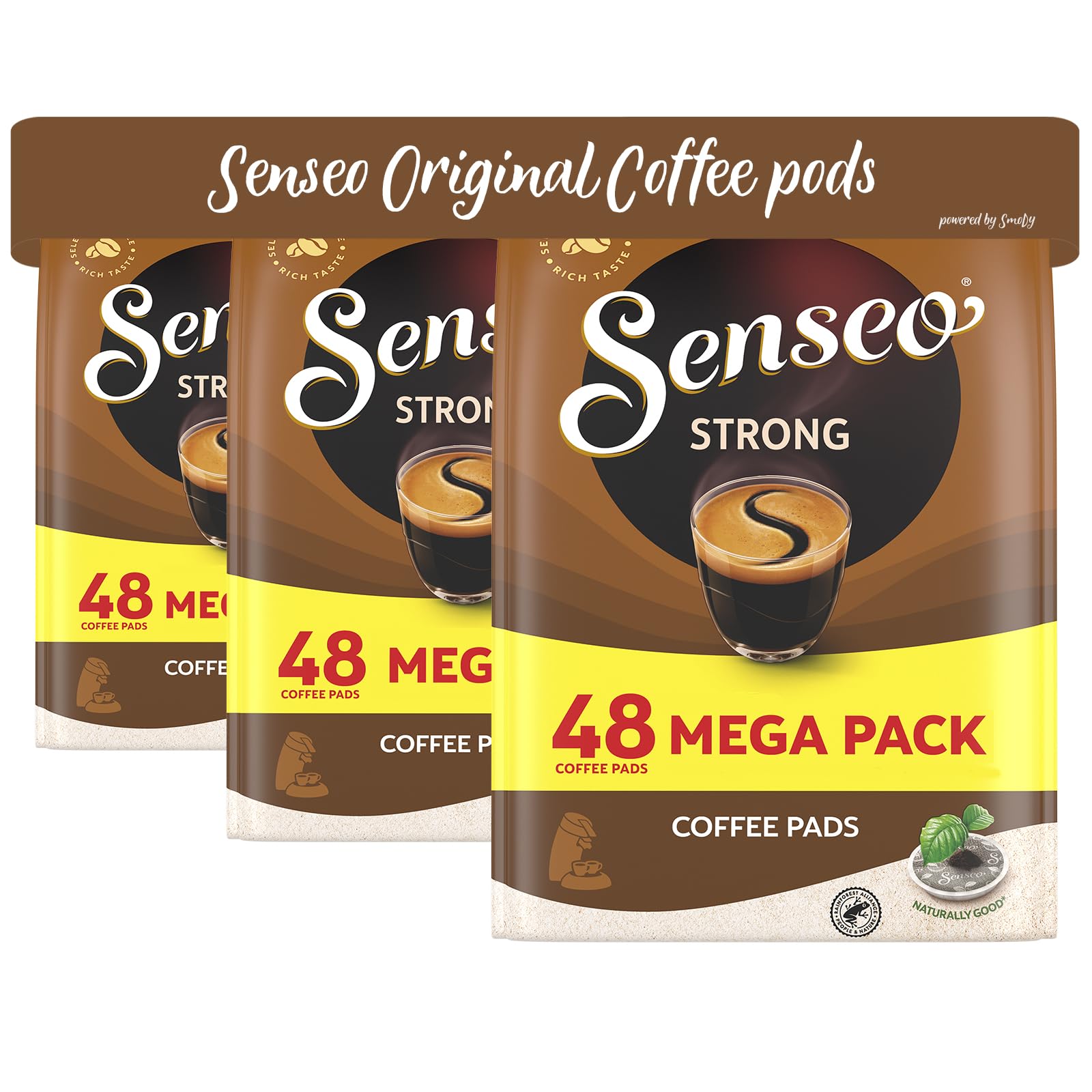 Senseo Strong Dark Roast Coffee Pods, Bold Flavor, 48 Count (Pack of 3), Compatible with PeleCom Machine