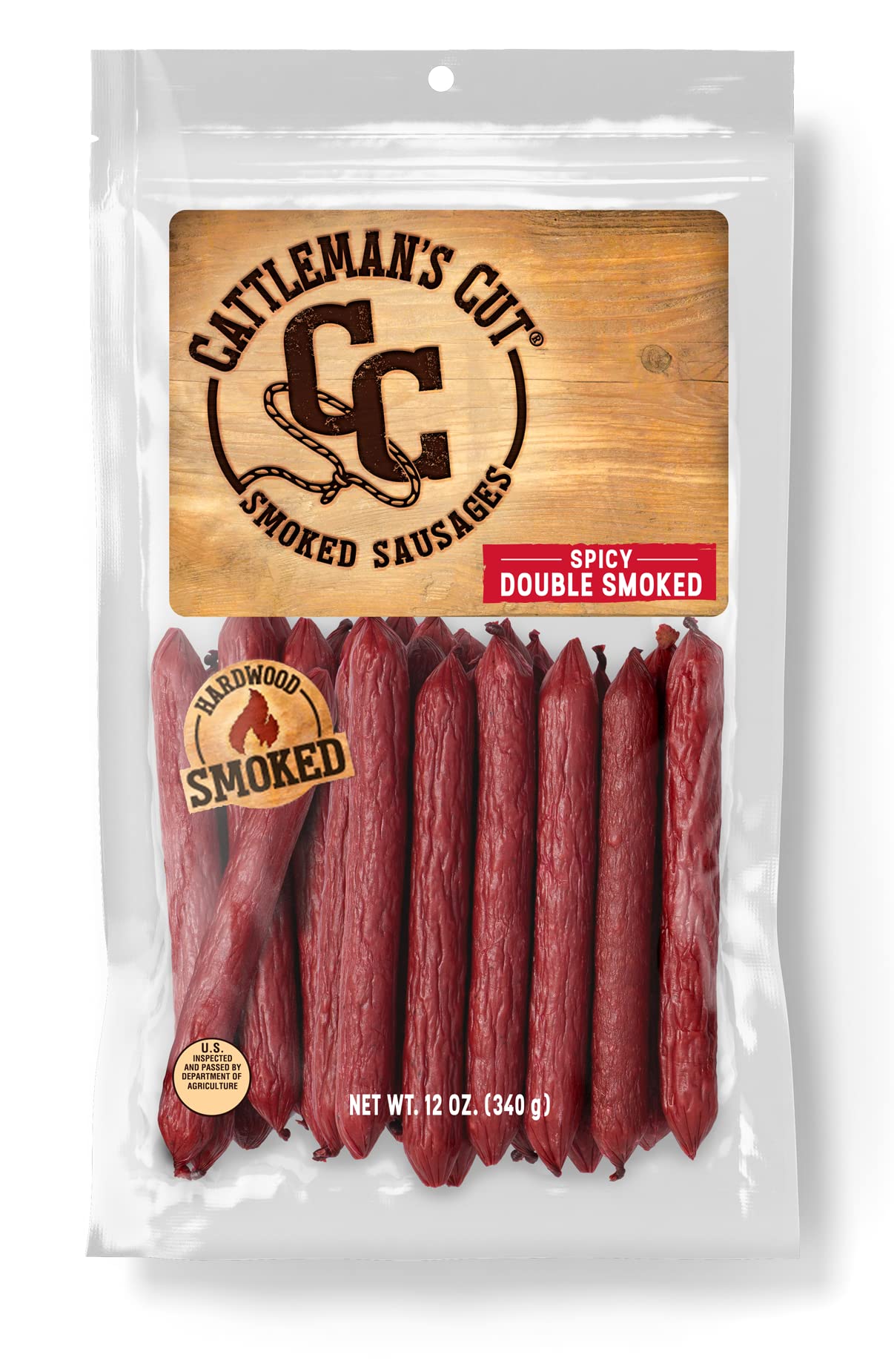CATTLEMANS CUT Spicy Double Smoked Sausages, 12 Ounce, Pack of 1, Model 53447