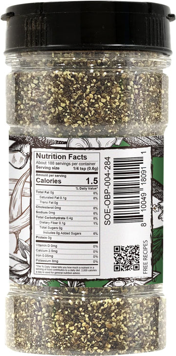 Soeos Organic Black Pepper Ground, Non-GMO, Freshly Peppercorn Powder Bulk, Packed to Keep Peppers Fresh, Ready to Use Peppercor