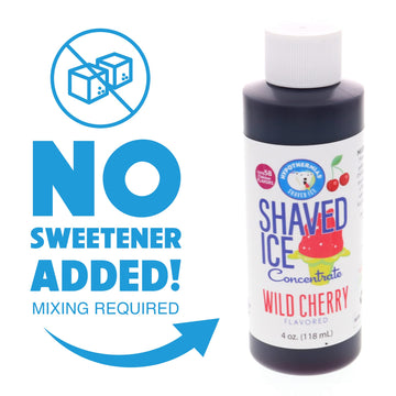 Hypothermias Unsweetened Wild Cherry Shaved Ice Syrup Concentrate - 4 Fl Oz - Makes 1 Gallon of Syrup