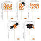 YCTHUNFISH Graduation Cupcake Toppers, 30-Pack Glitter Grad Cap & Diploma Picks, Orange and Black, Bamboo, Class of 2025 Decorations