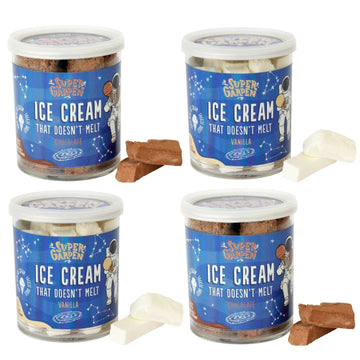 Super Garden Freeze Dried Ice Cream | Chocolate & Vanilla Ice Cream Set - 4 Pack | Flavorful And Creamy Freeze Dried Candy | Tas