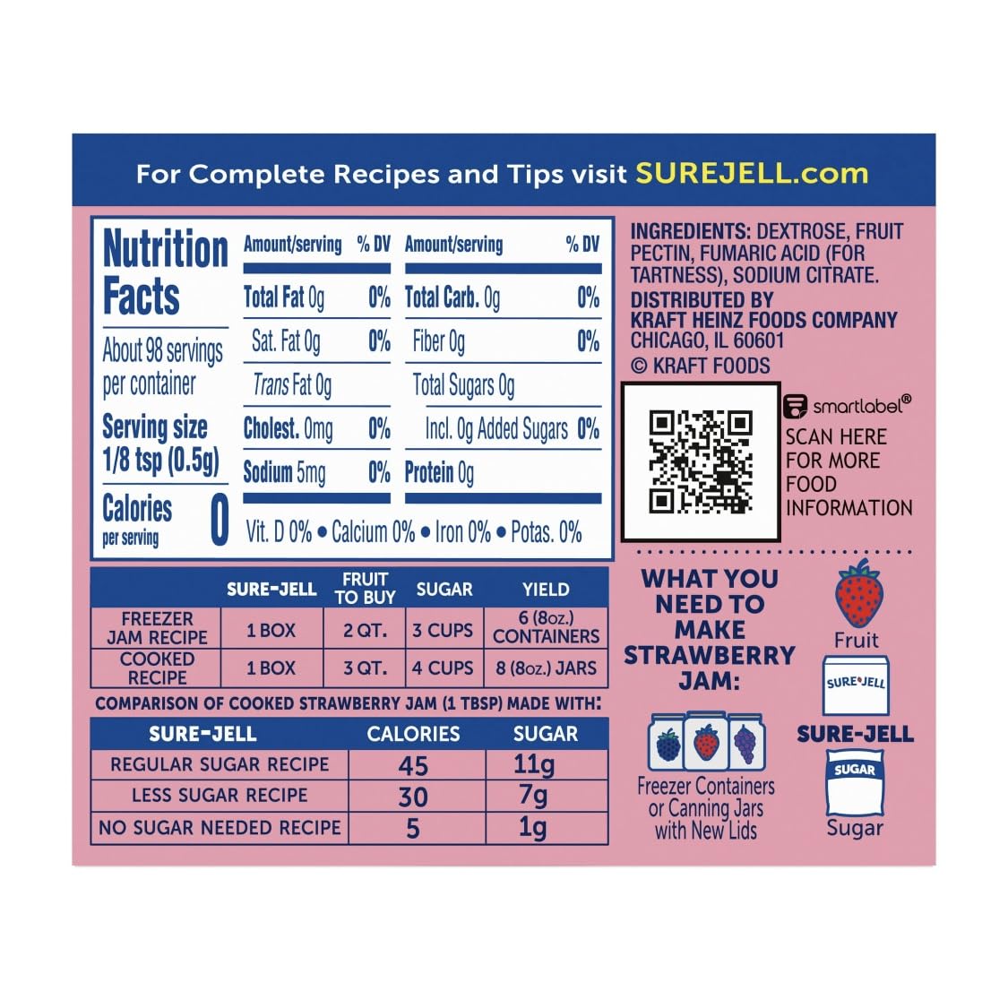 Sure Jell Low Sugar Pectin for Canning - Pack of 3  Sure Jell Fruit Pectin 1.75 oz Boxes for Low or No Sugar Jams  Jellies  and Preserves - Bundled with Daily Gemz Spoon