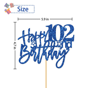 Roadsea Happy 102Nd Birthday Cake Topper - Old Woman Man Boy 102 Years Old Birthday Cake Supplies - 102Nd Birthday Party Decorat