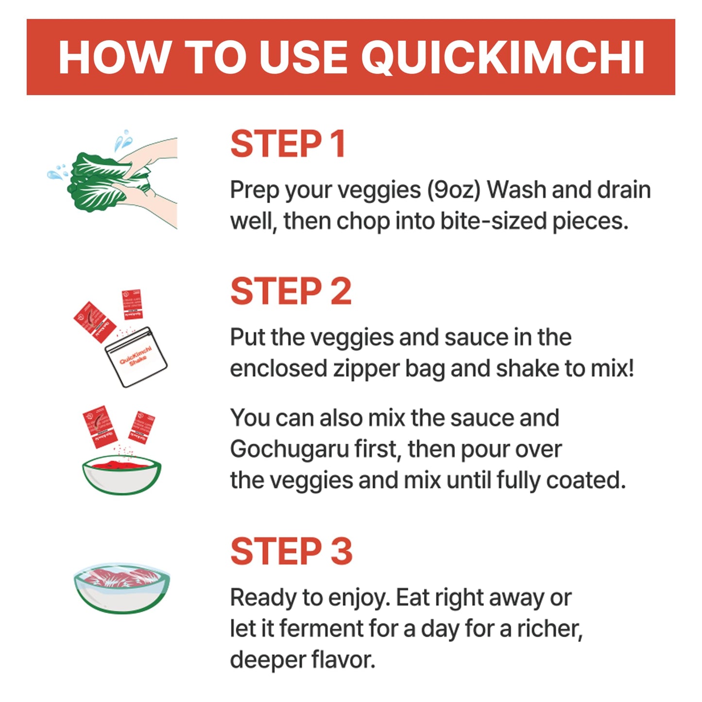 QuicKimchi Korean Kimchi Making Sauce Kit - 2 Box Pack, 8 Servings, 5-Minute Prep, 1.76 oz per pack
