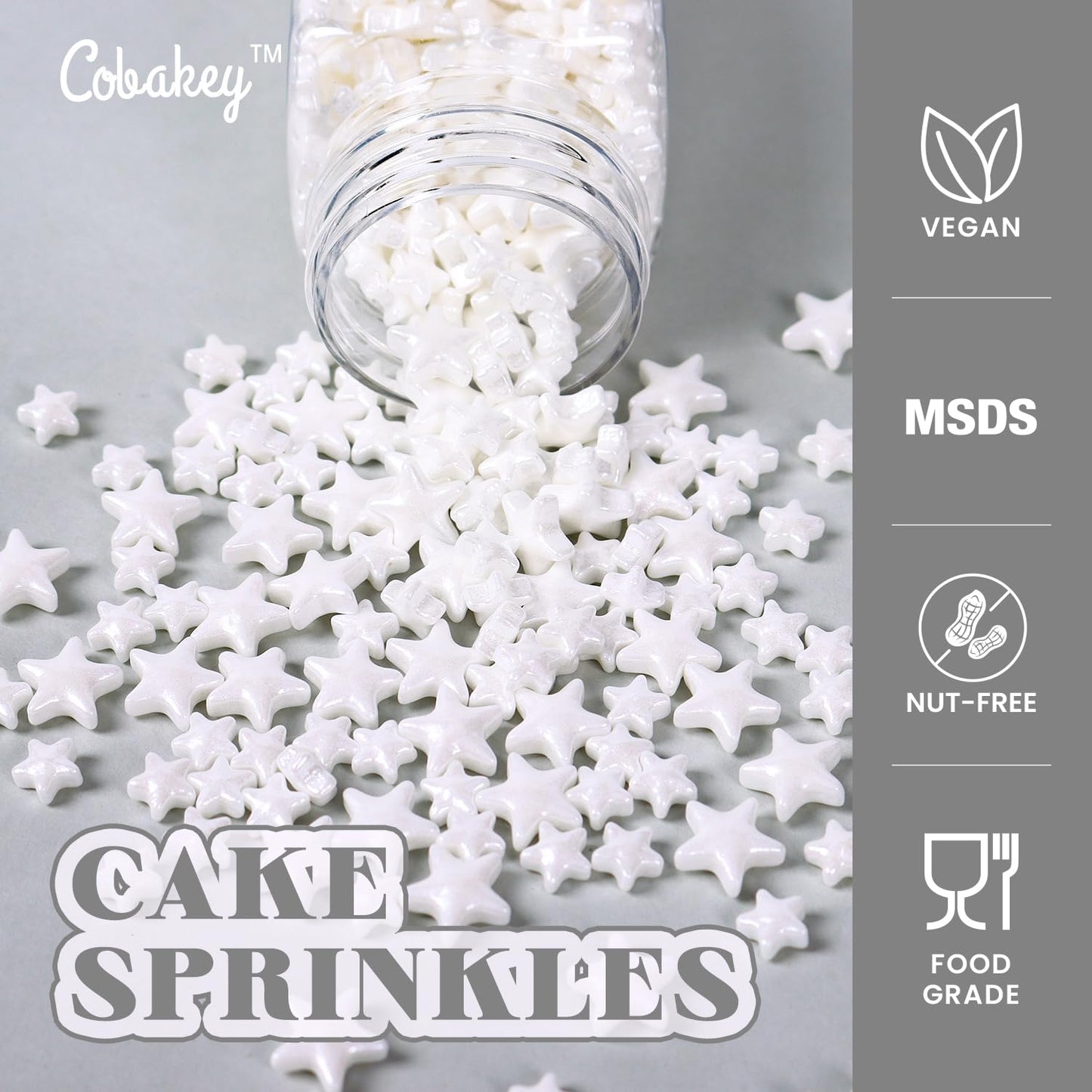 White Sprinkles For Cake Decorating, White Star Sprinkles Perfect For Cupcake Toppers Wedding Party Valentines Halloween Christm