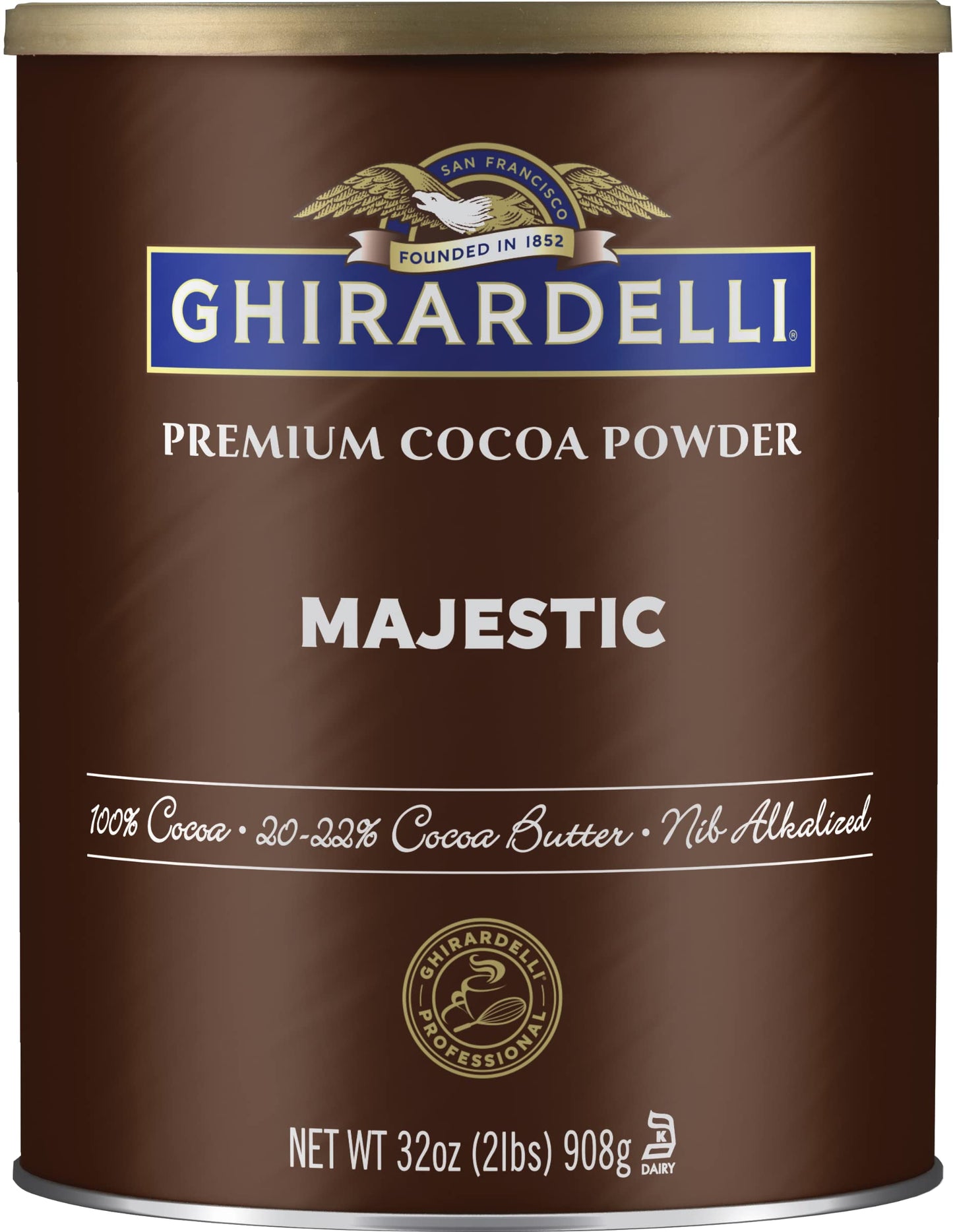 Ghirardelli Cocoa Powder, Premium, 32 Ounce Can, Pack of 2, Includes Stamped Barista Spoon, 3 Piece Set